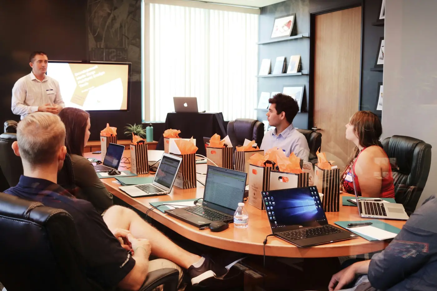 Colleagues in a technology implementation workshop